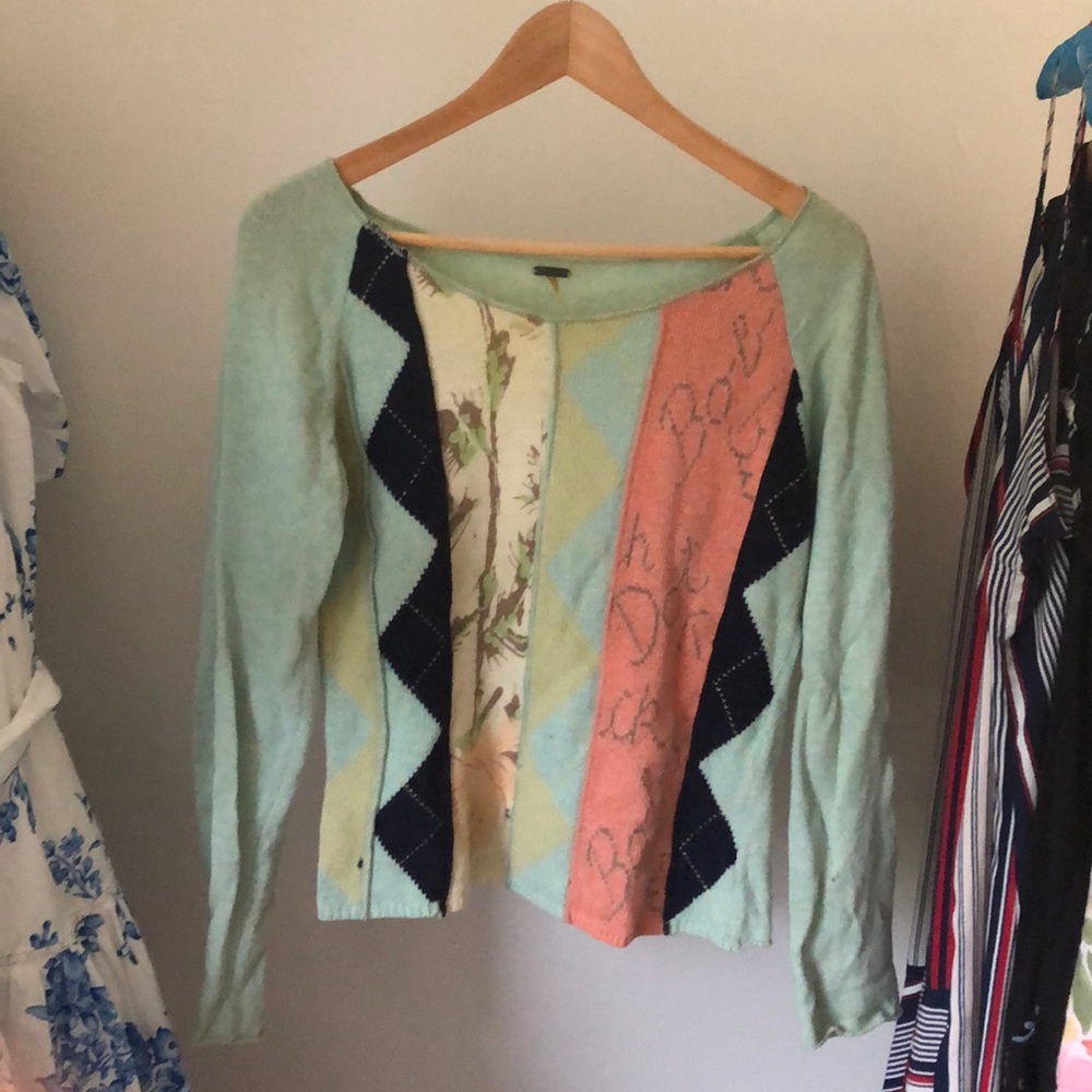 Free People mixed up argyle sweater size M
